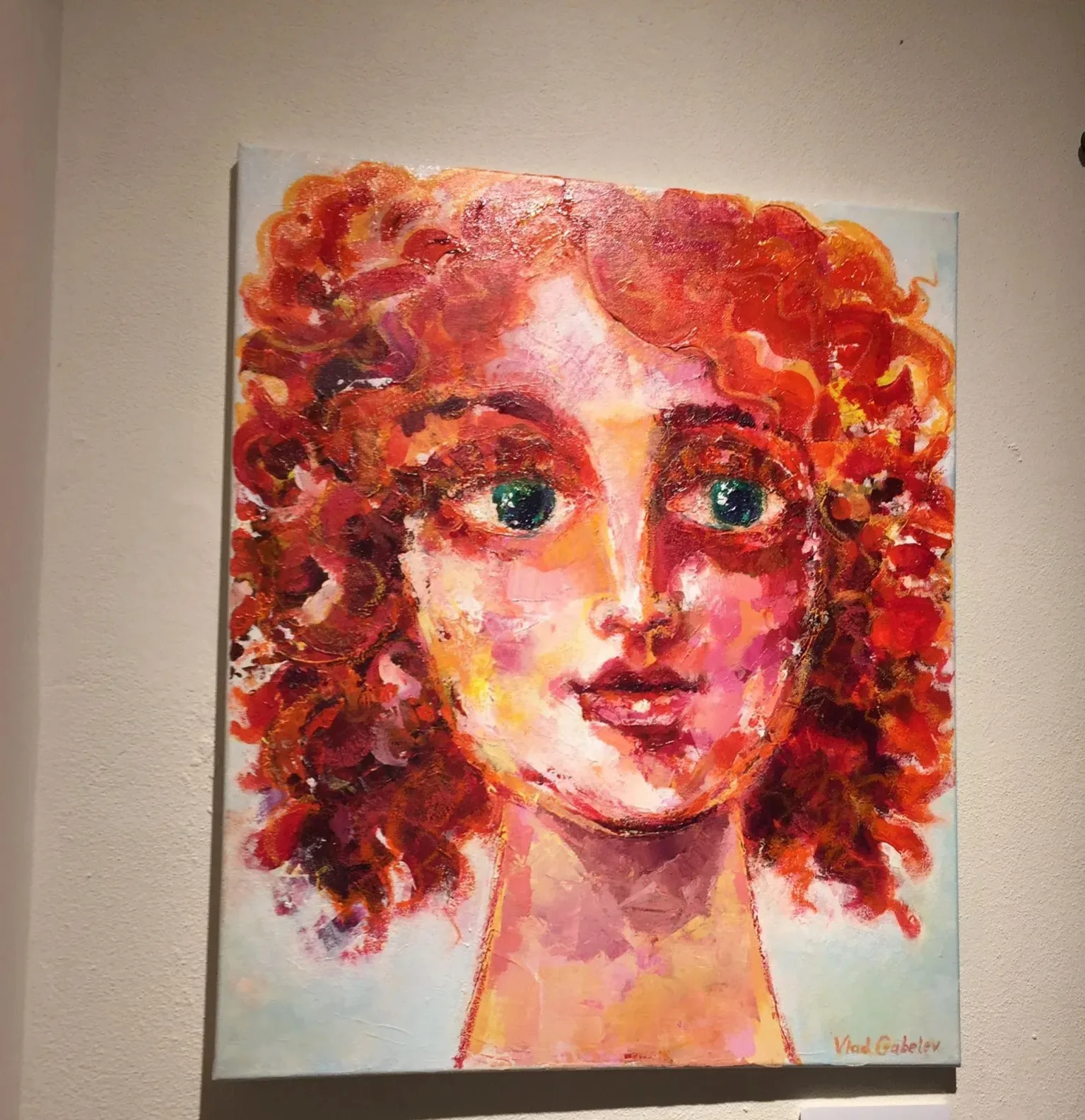 Expressive red-haired portrait painting
